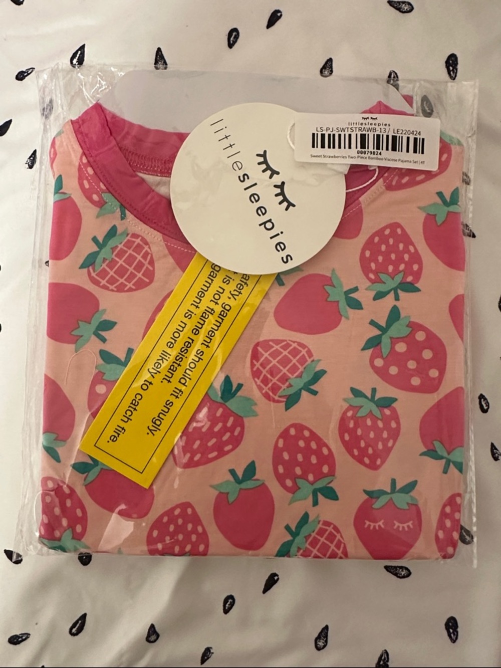 Little sleepies Pink Strawberry Print Pajamas